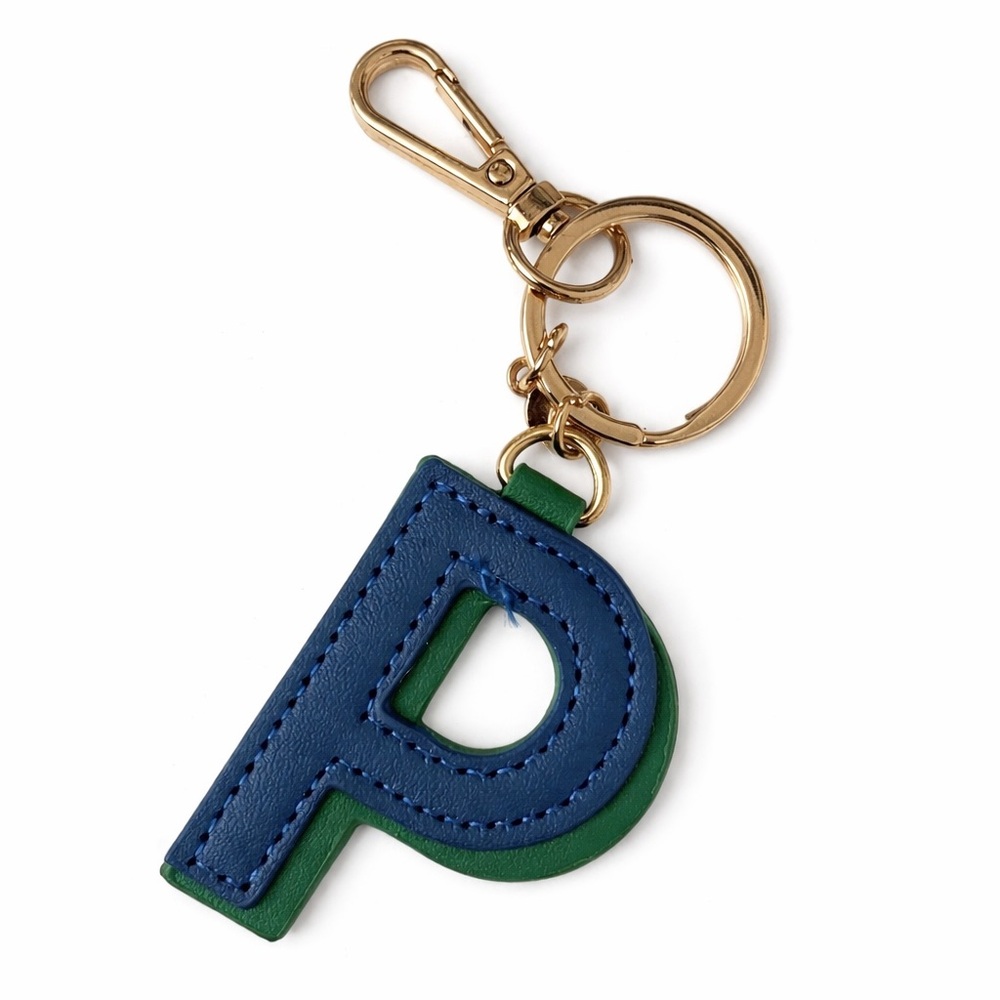 Purse charm initial P keychain initial P blue & green initial P purse charm P